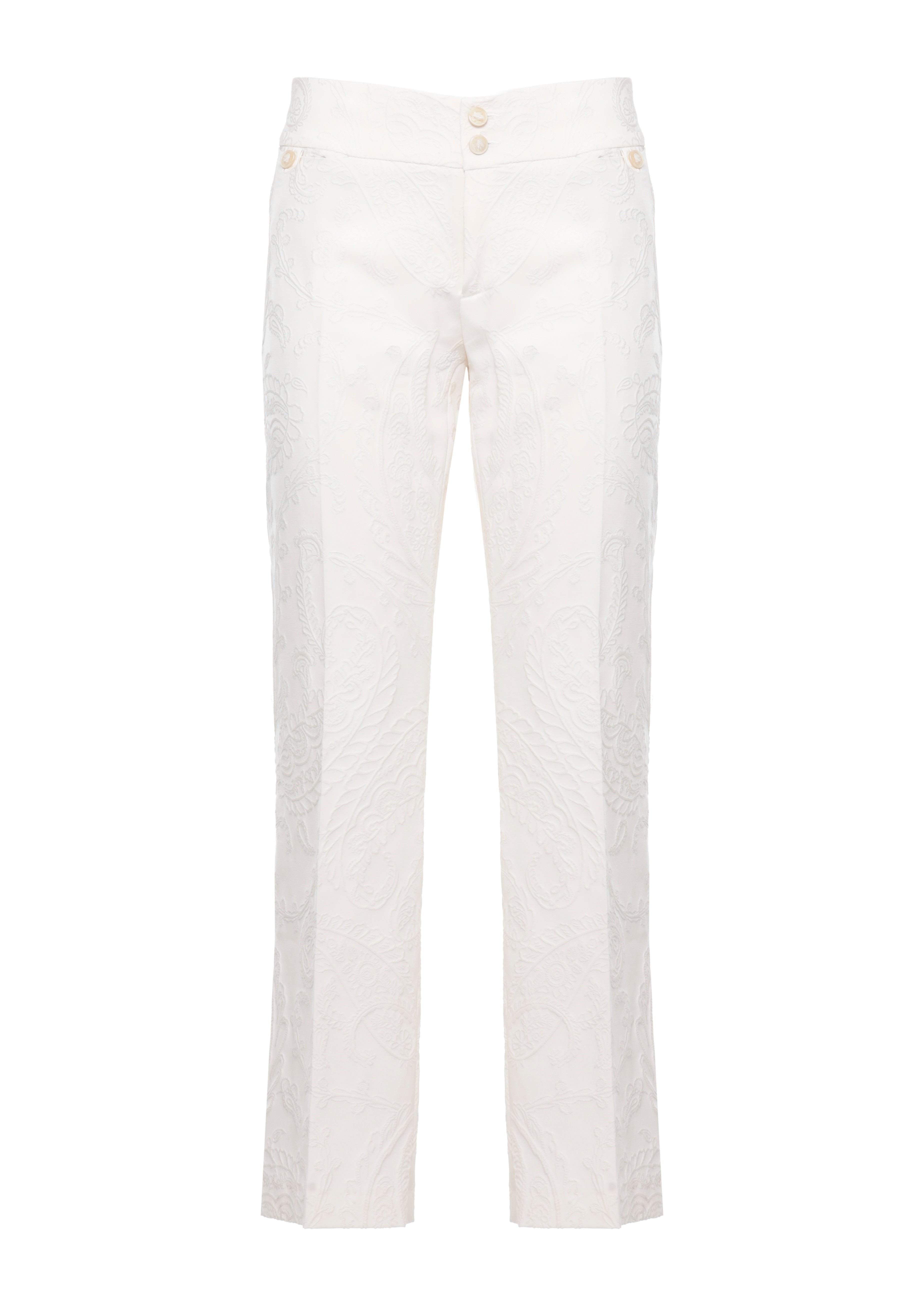 Etro Trousers Avorio Cotton Viscose Elastane
