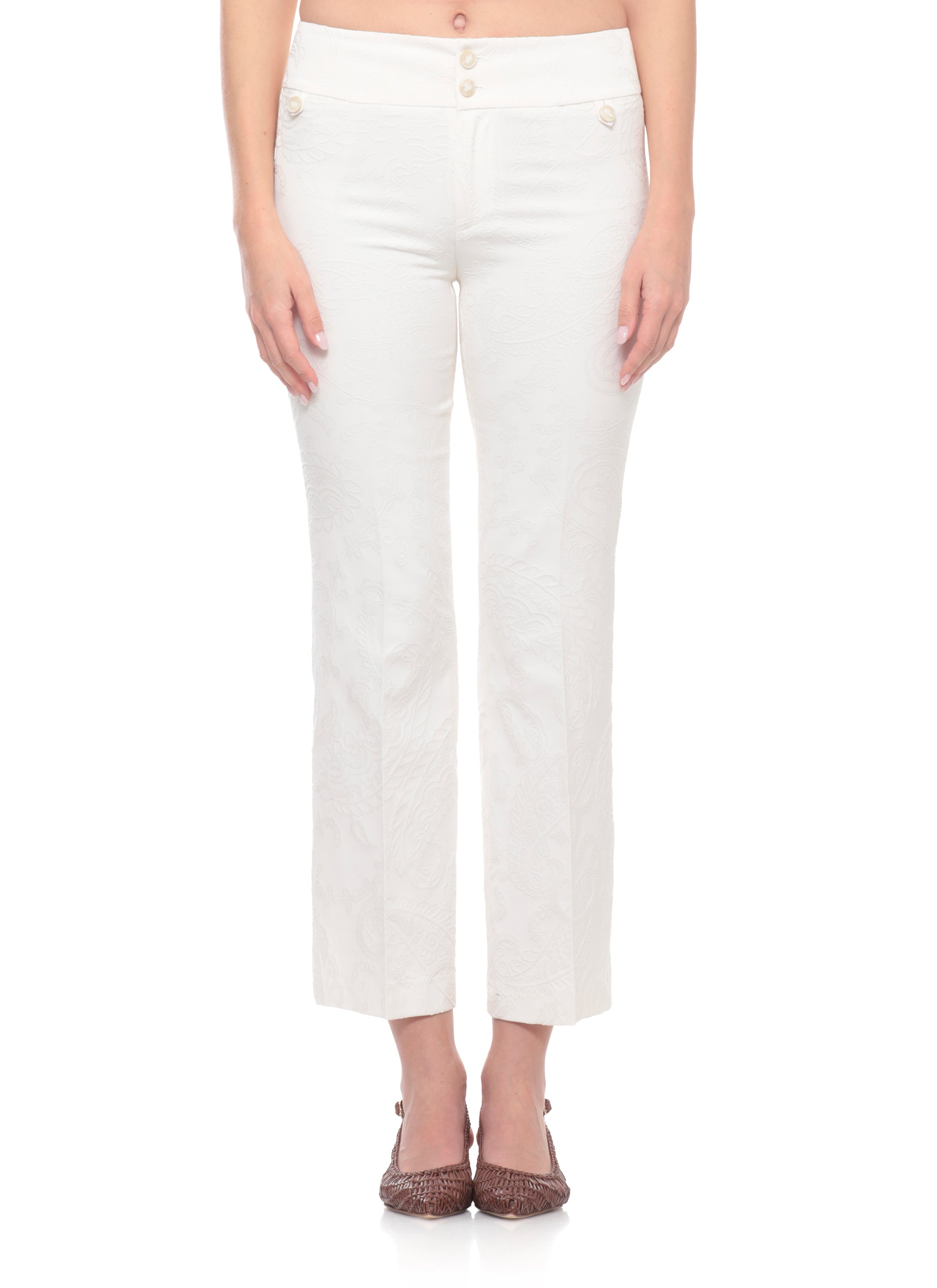 Etro Trousers Avorio Cotton Viscose Elastane