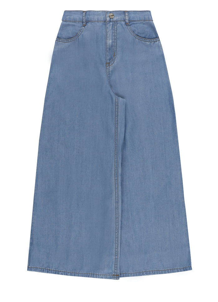 Twin-Set Trousers Chambray Mid Blue Polyester Cotton