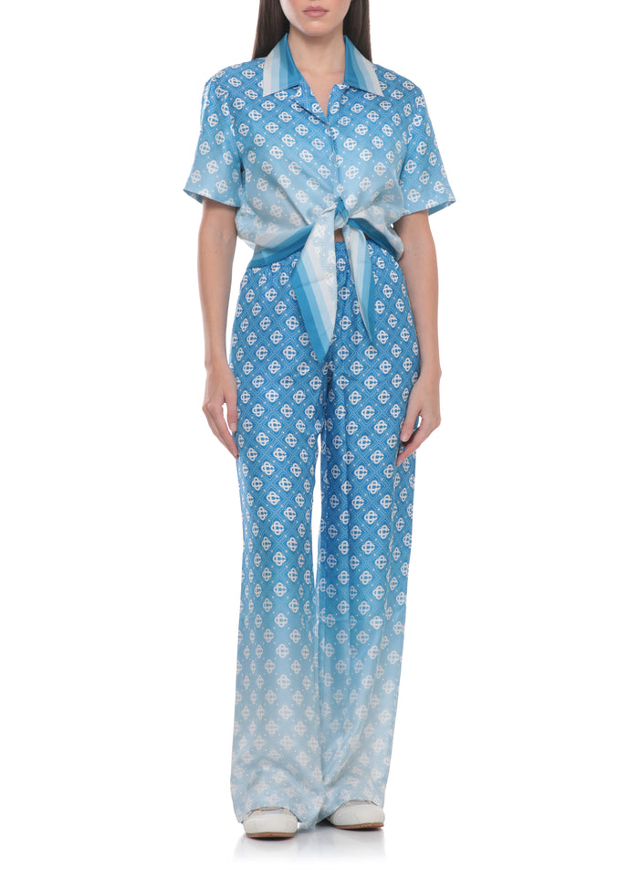 Casablanca Trousers Blu Silk