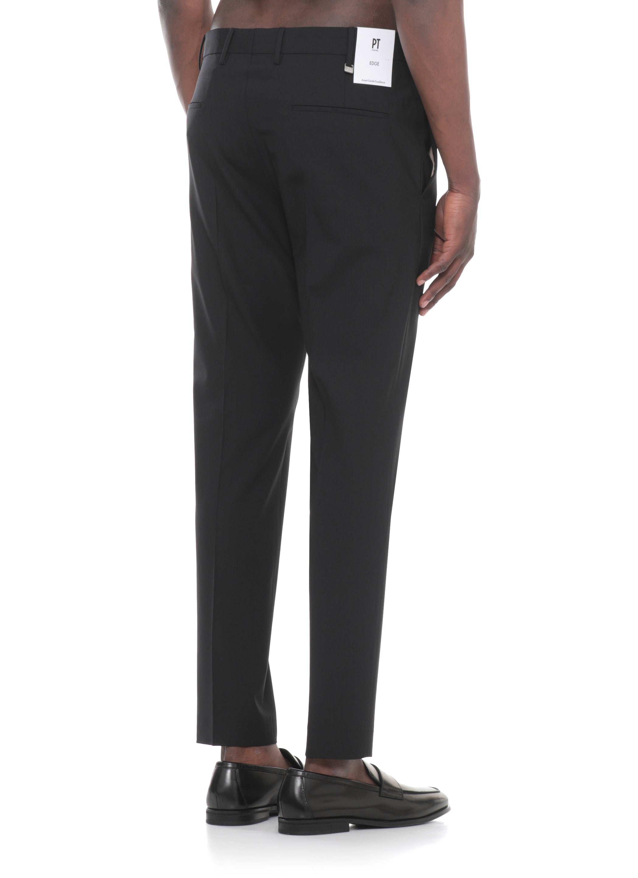 Pt Torino Trousers Nero Virgin Wool Elastane