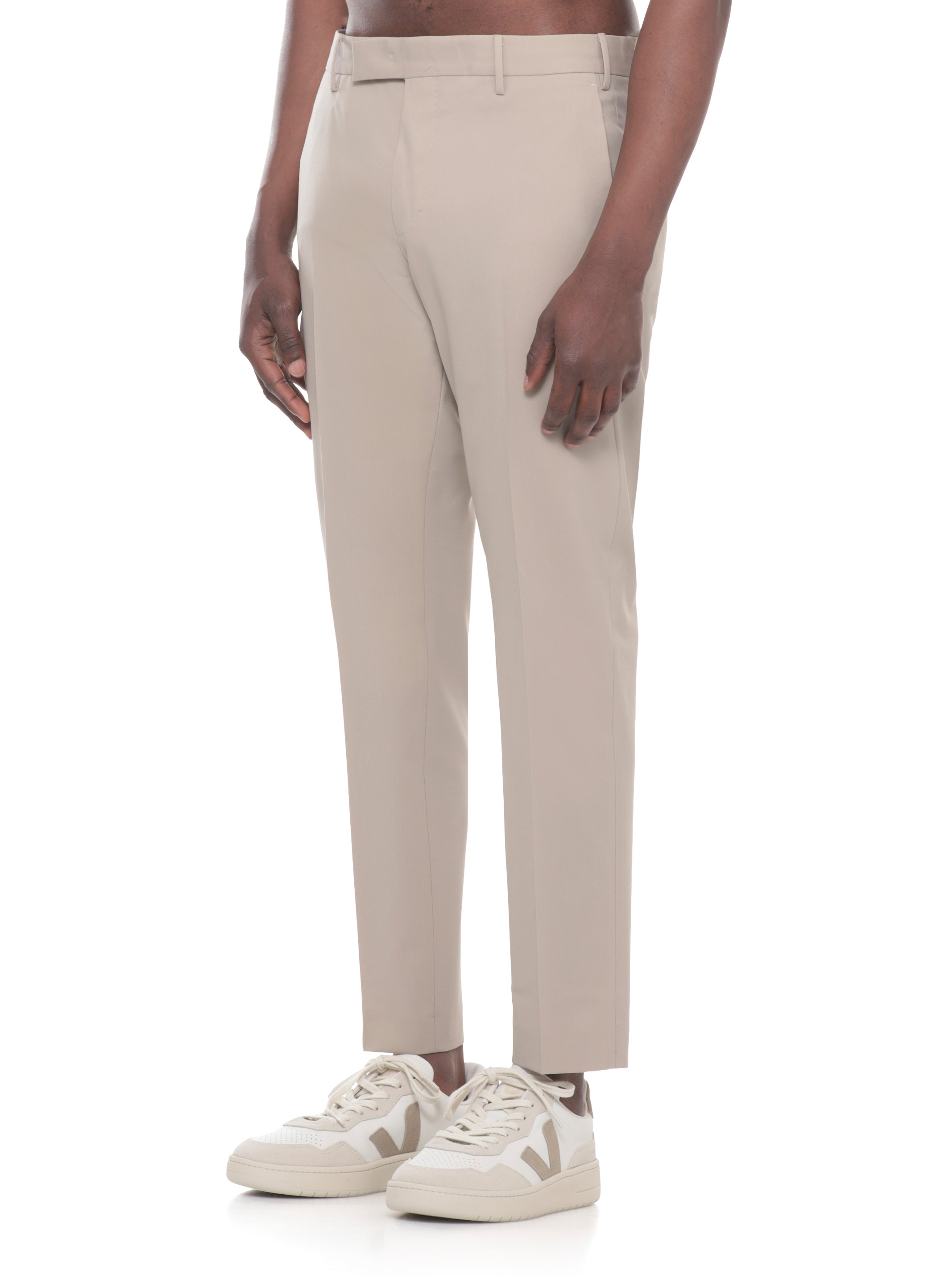 Pt Torino Trousers Beige Virgin Wool Elastane
