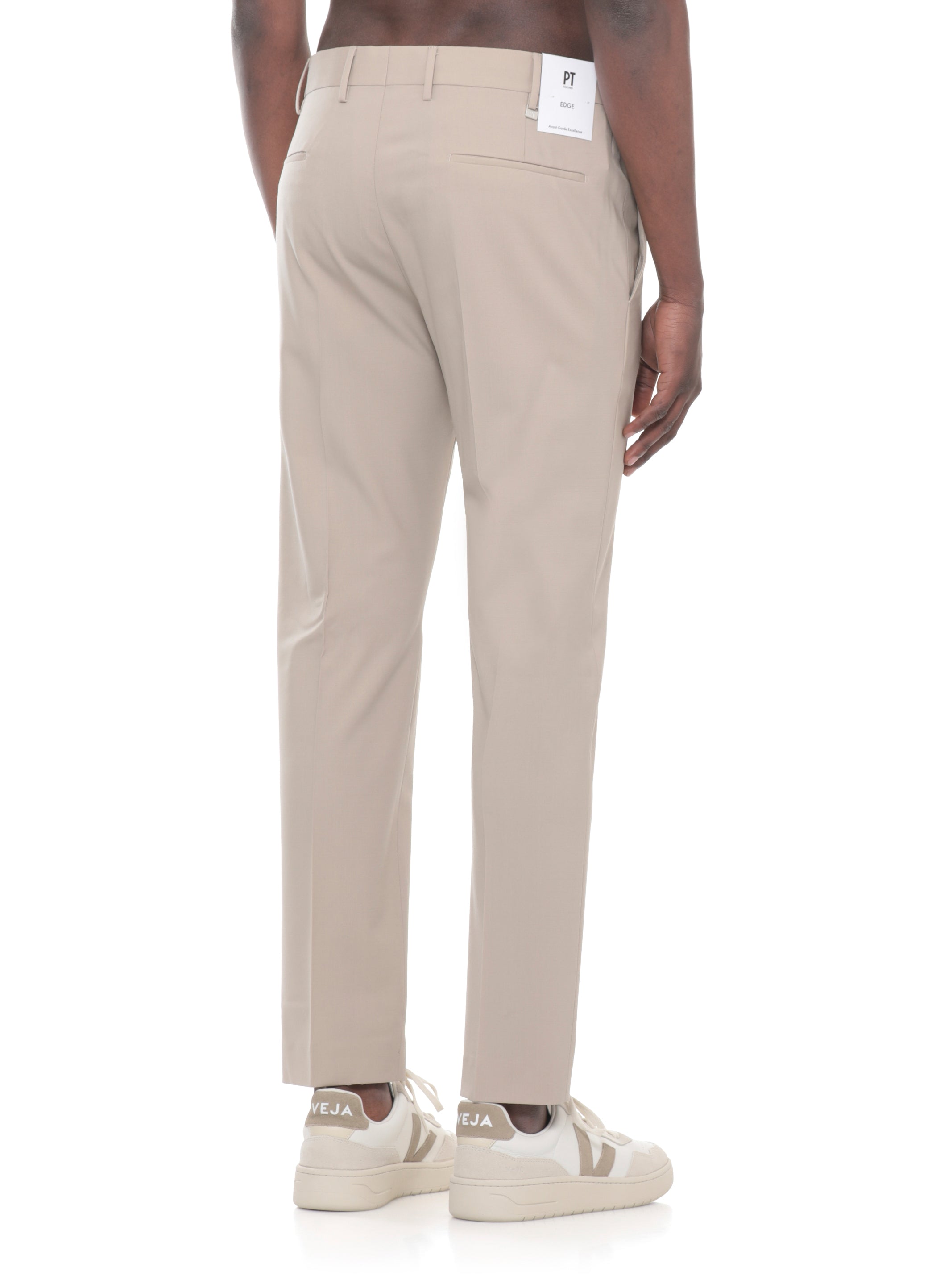 Pt Torino Trousers Beige Virgin Wool Elastane