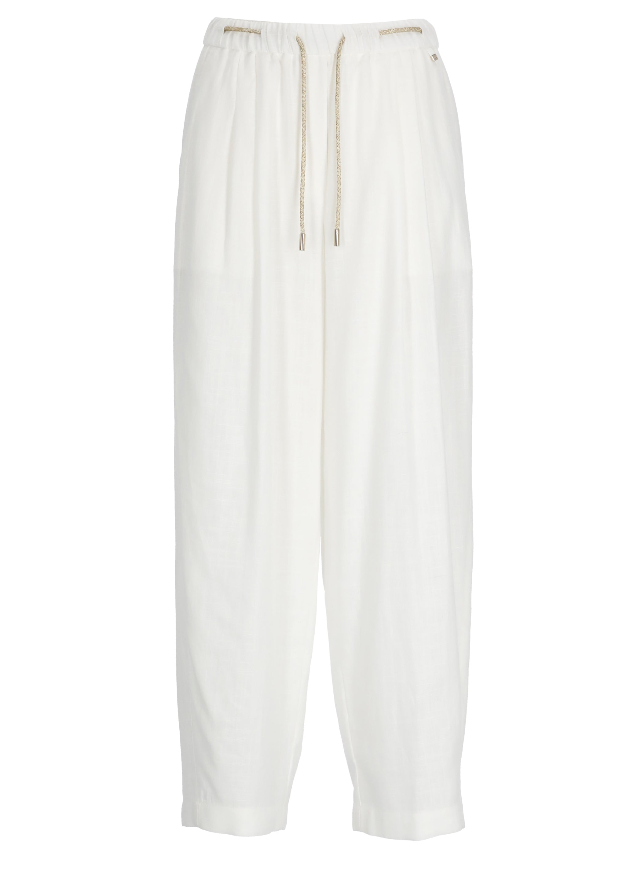 Herno Trousers White Viscose Linen