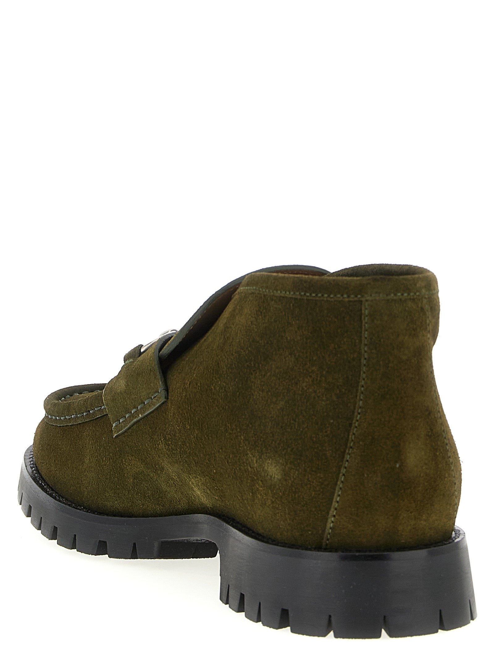 Horsebit Ankle Boots Green Calfskin Leather (bos Taurus) Boots