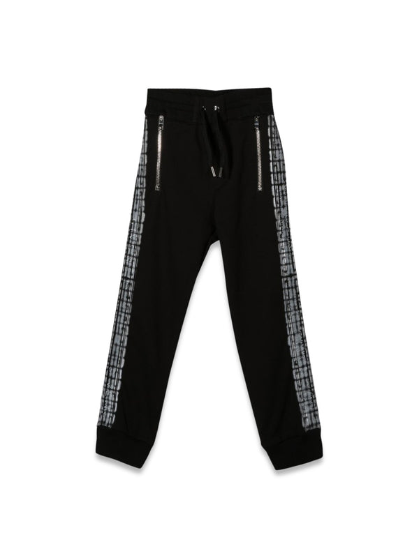 Joggers With Logo Side Bands Black Cotton Trousers