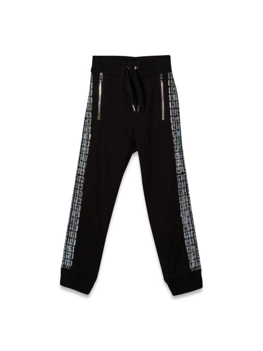 Joggers With Logo Side Bands Black Cotton Trousers