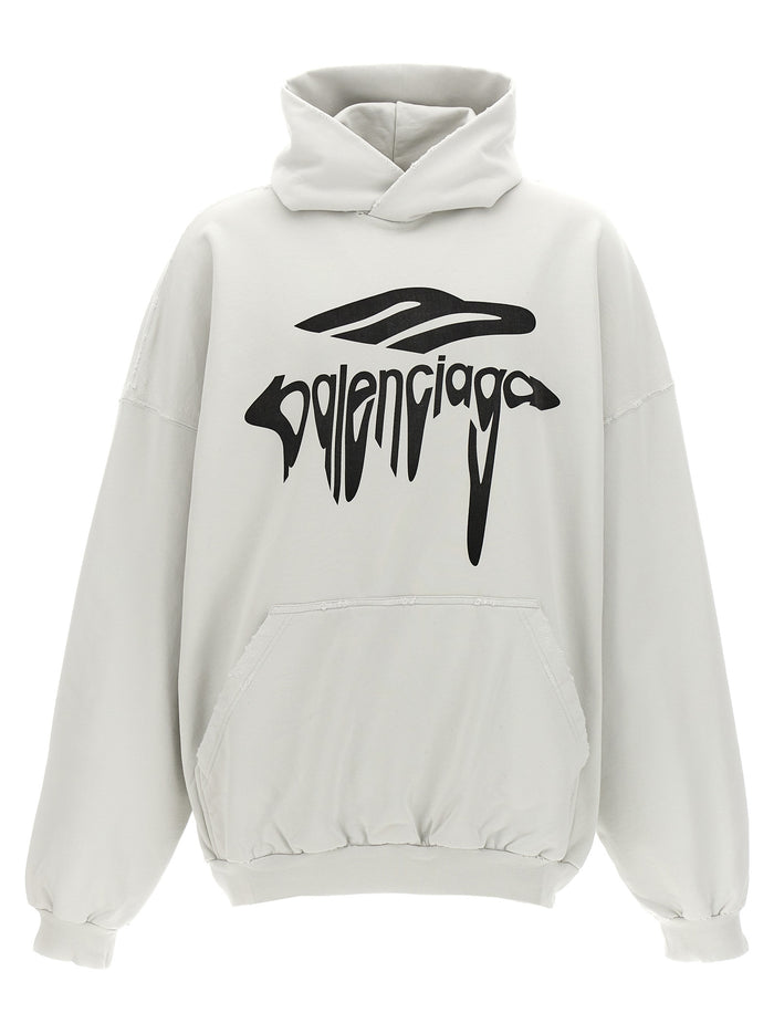 3B Liquefied hoodie White Cotton Sweatshirt