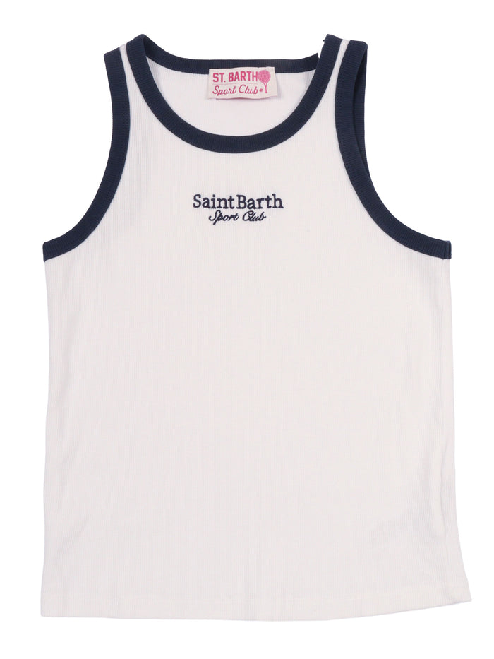 Blue Jr-Rib Sb Sport Club 0161 Emb White Cotton Elastane Top