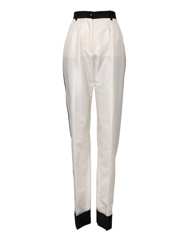 Dolce & Gabbana 52% Polyester 48% Silk trousers in white