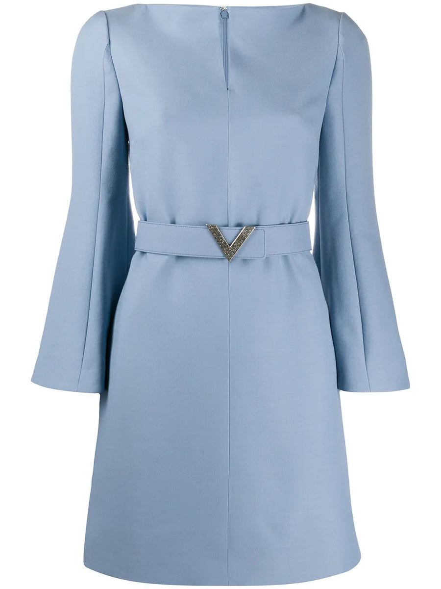 Valentino Stretch virgin wool-silk blend dress in blue