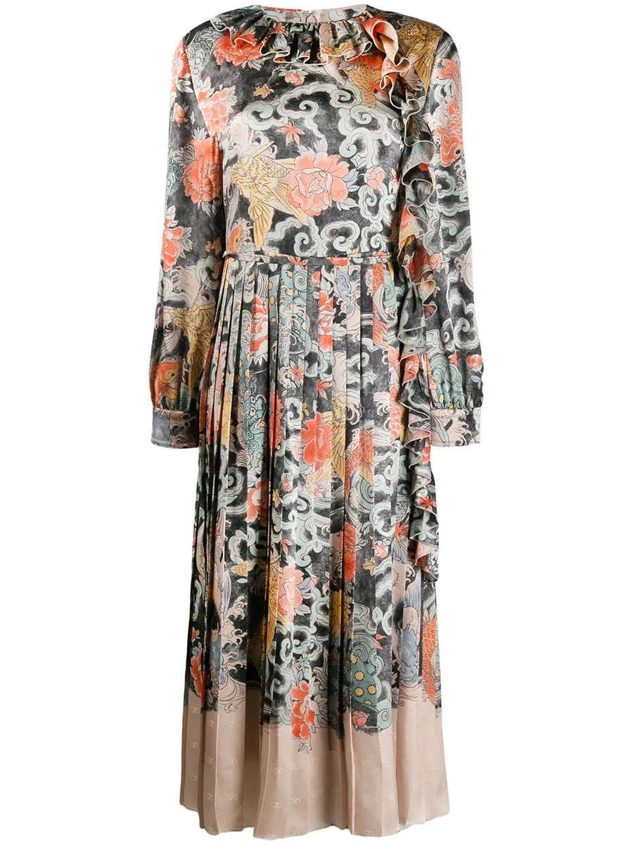 Valentino Stretch silk dress in gray