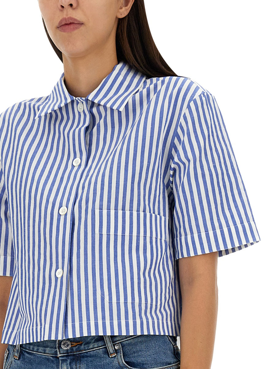 Candy Stripe Shirt Blue Linen Cotton