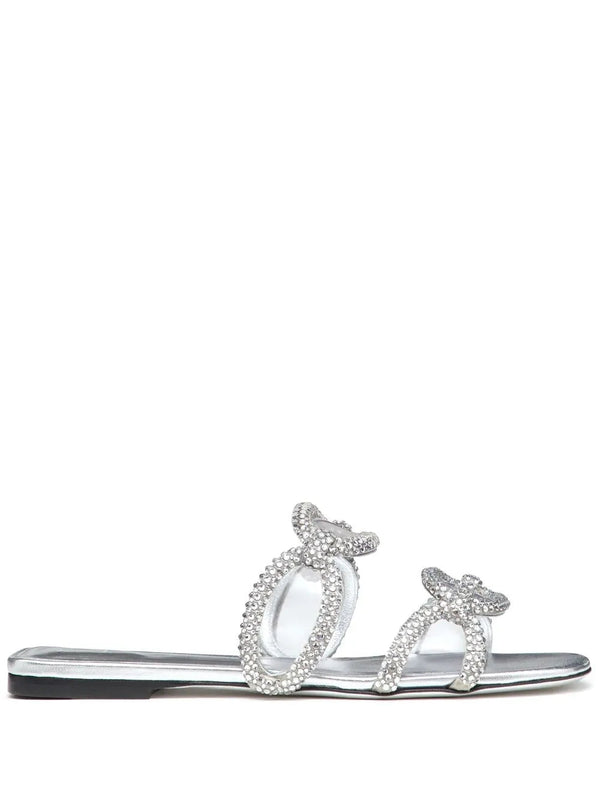 Valentino Garavani Calf leather with crystal embellishment sandals in silver