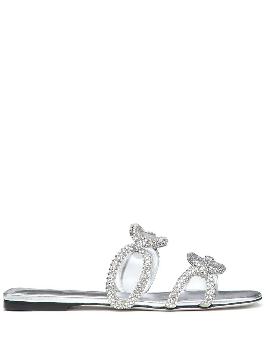 Valentino Garavani Calf leather with crystal embellishment sandals in silver