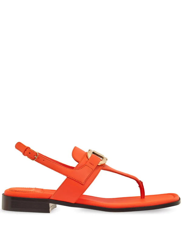 Ferragamo Calf leather flat sandal in orange