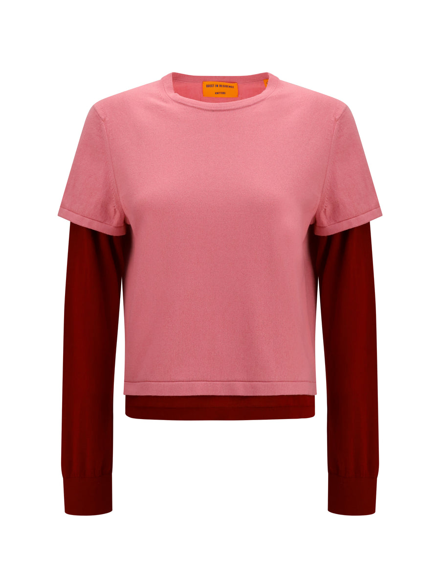 Layered Sweater Cotton Sprinkle/carmine Outer