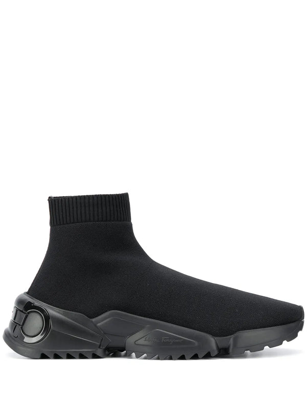 Ferragamo Stretch-knit fabric sneaker in black