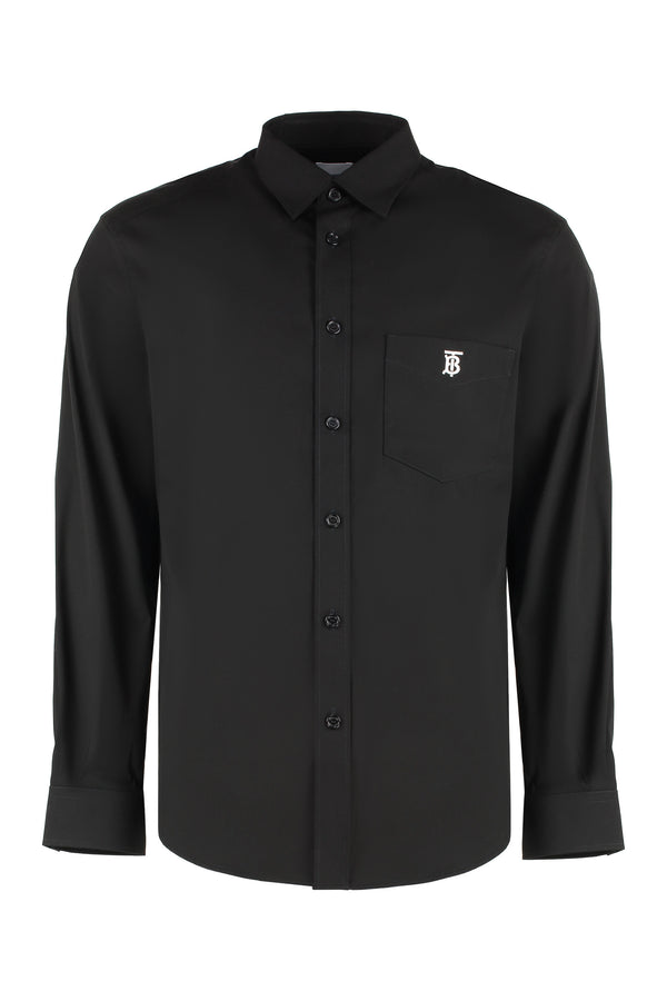 Stretch Cotton Shirt Black Elastane