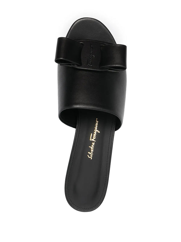Ferragamo Leather mule sandal in black