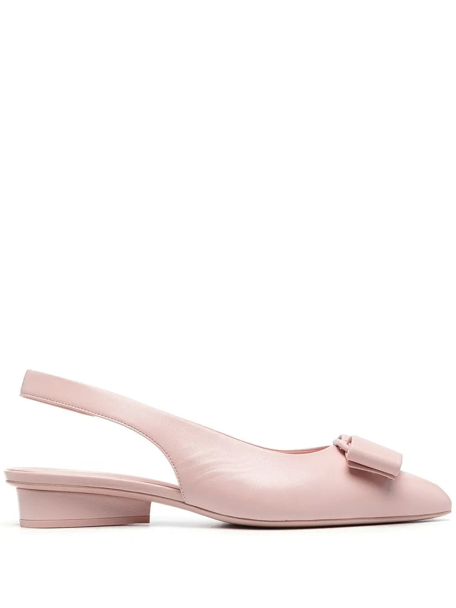 Ferragamo Leather/Lambskin ballerina flat in pink