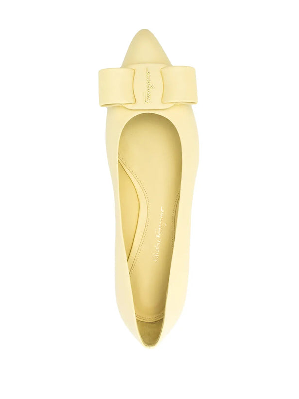 Ferragamo Leather ballerina flat in yellow