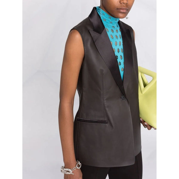 Ferragamo Leather vest in black