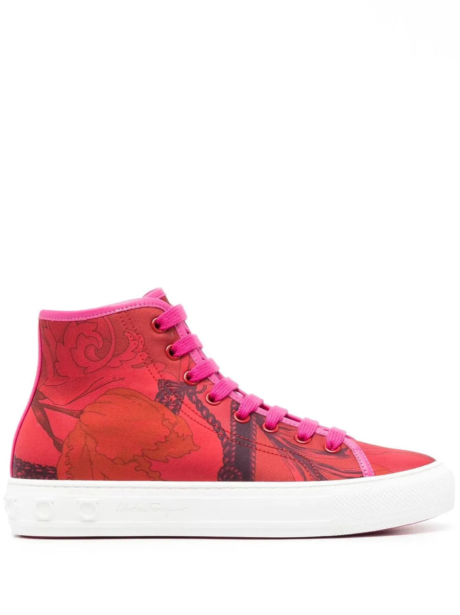 Ferragamo Canvas high-top sneaker in red