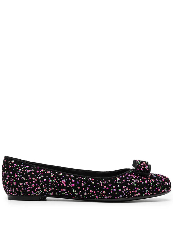 Ferragamo Goat suede flat in black