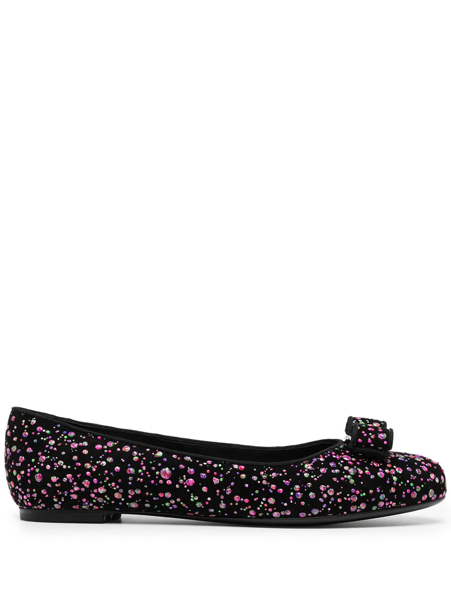 Ferragamo Goat suede flat in black