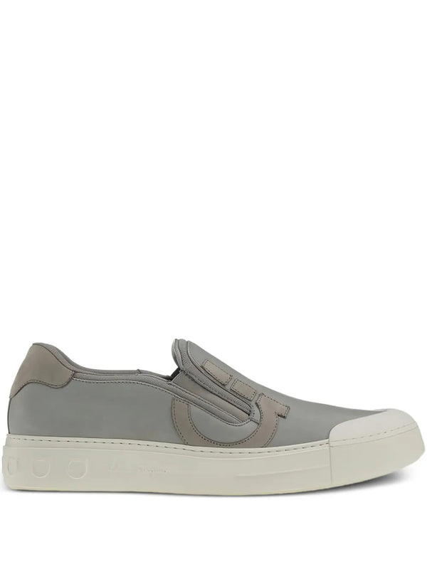 Ferragamo Calf leather slip-on loafer in gray