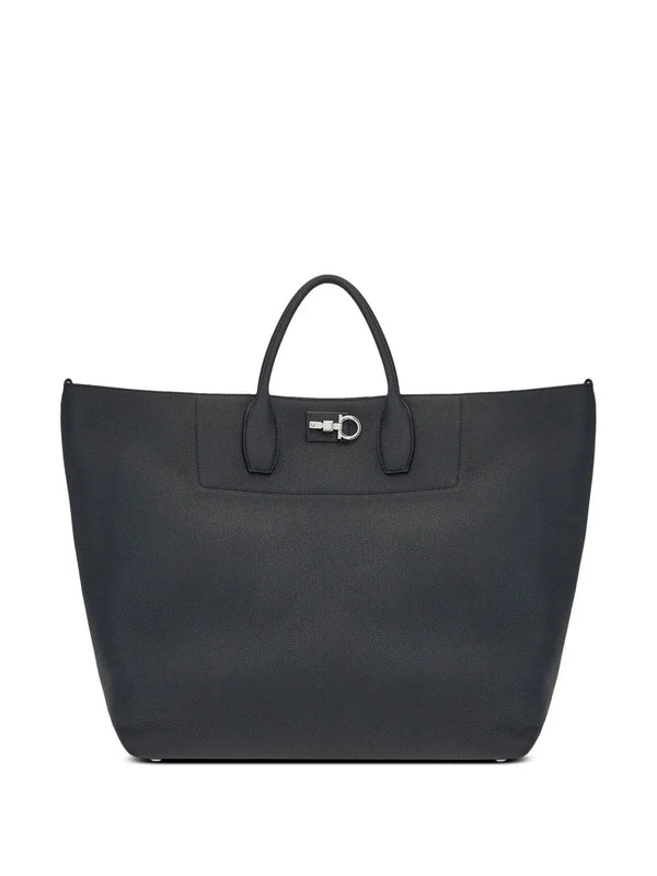 Ferragamo Calf leather tote bag in black