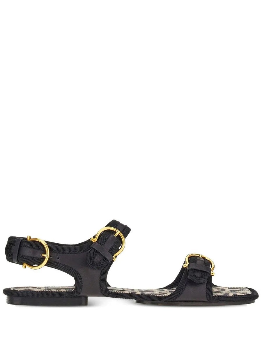 Ferragamo calf leather sandals in black