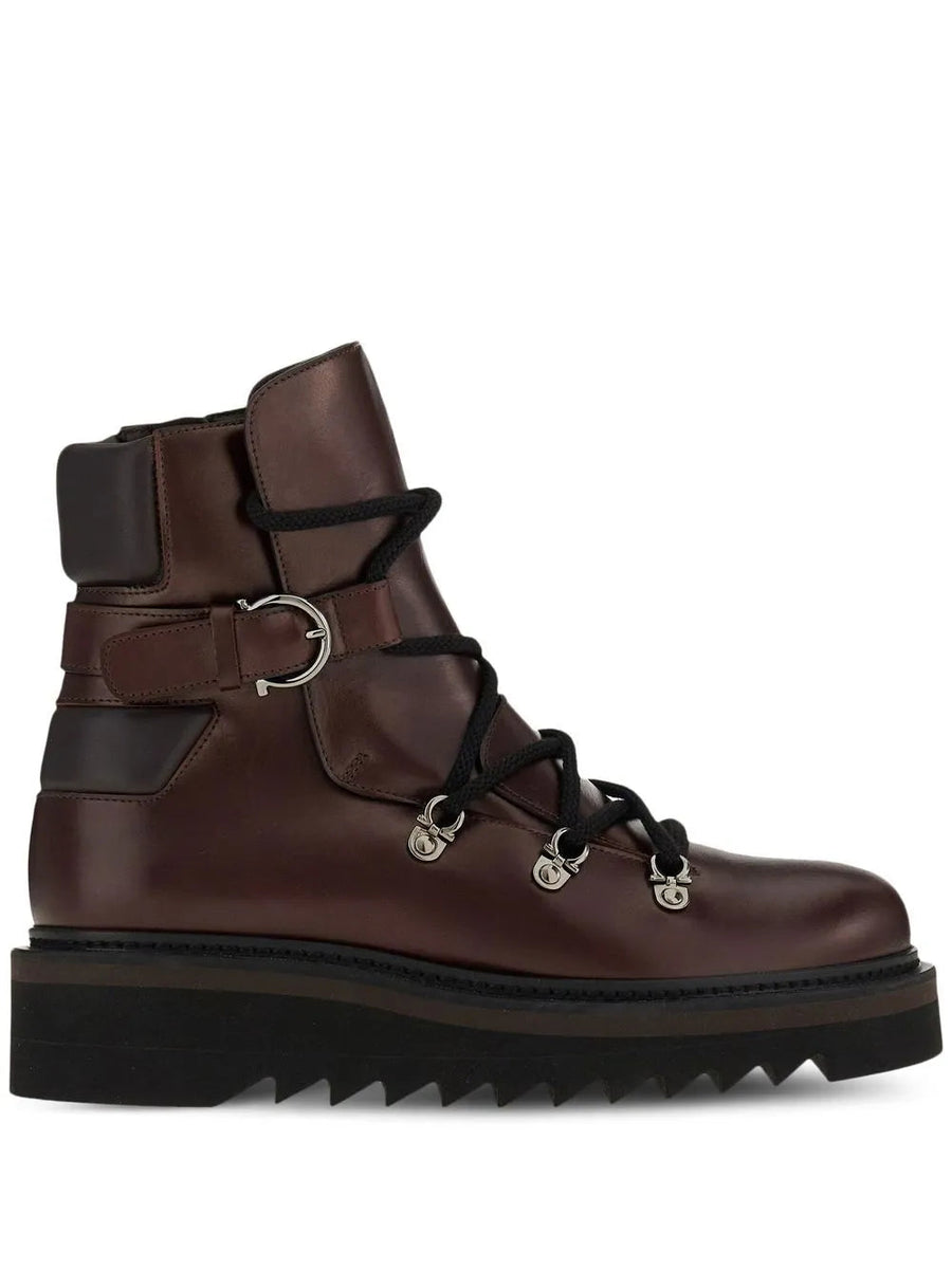 Ferragamo calf leather boot in brown