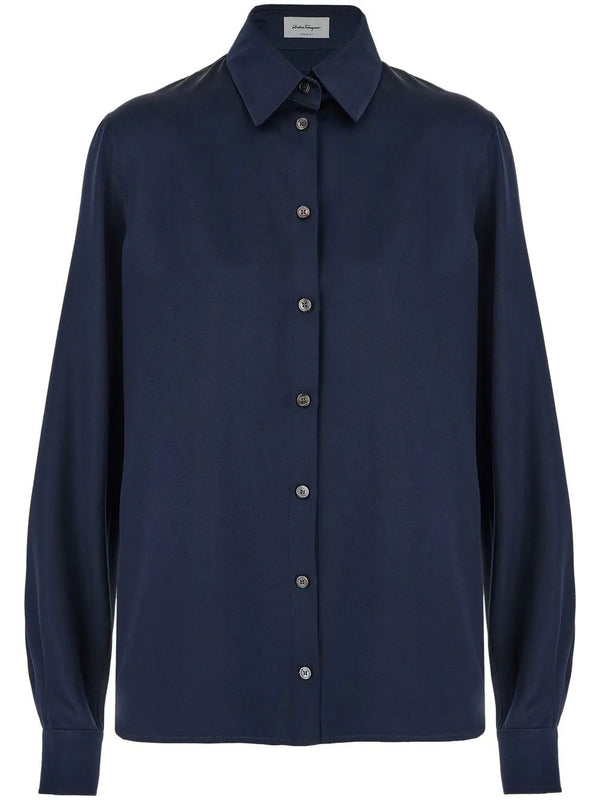 Ferragamo Silk blend shirt in navy