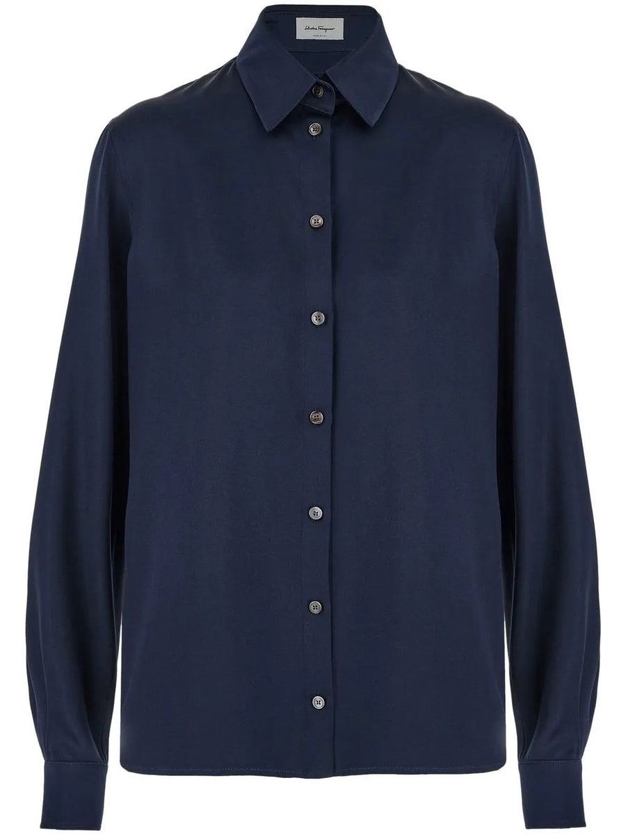 Ferragamo Silk blend shirt in navy
