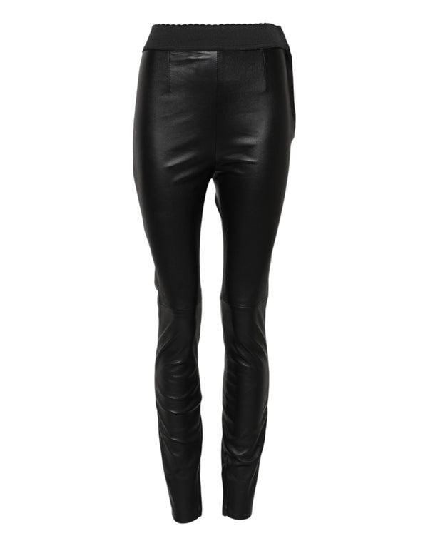 Dolce & Gabbana 100% Lambskin Leather leggings in black