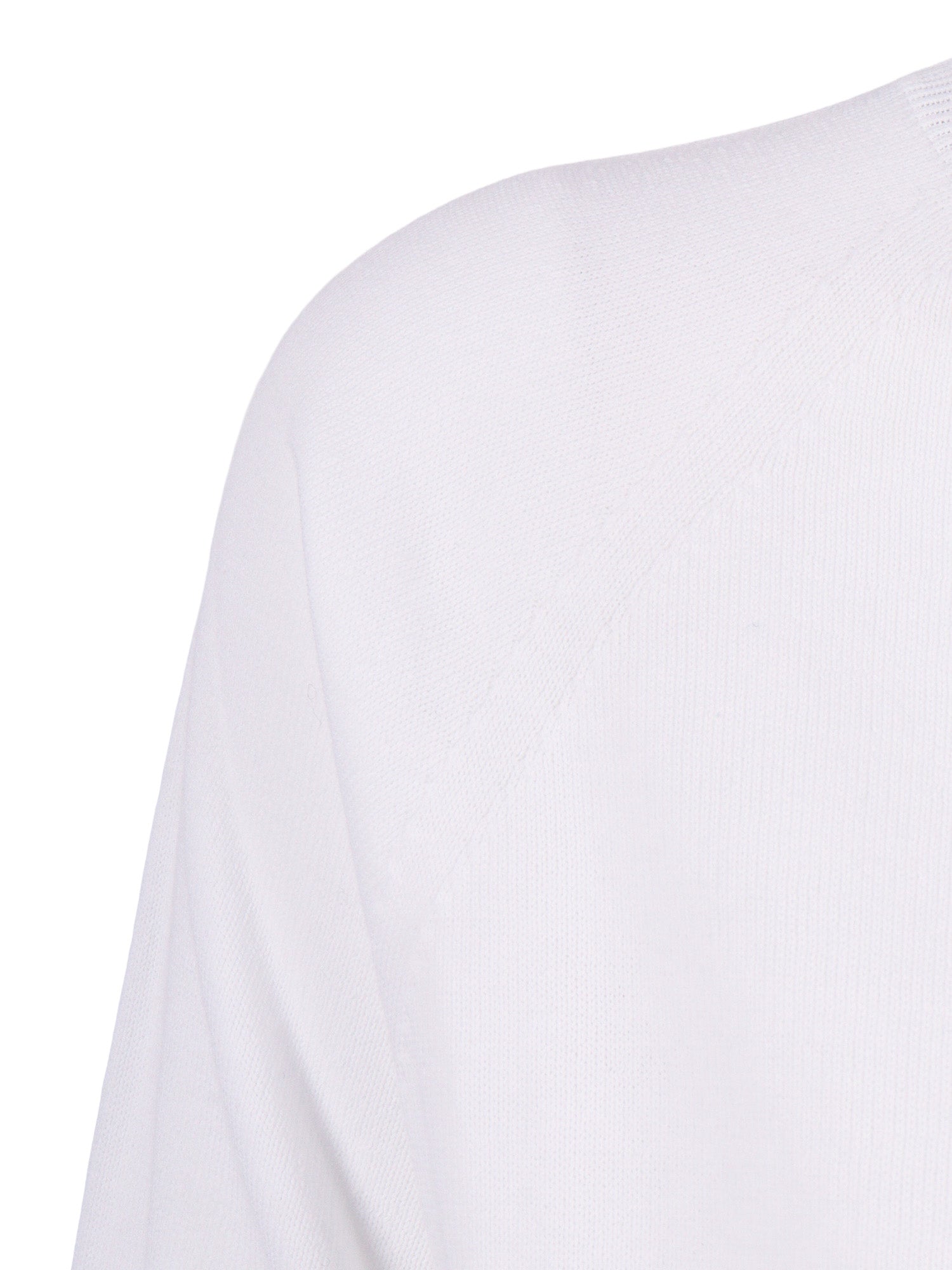 Seamless Plain-Knit Crew Neck With An A-Line Silhouette White Cotton Crewneck