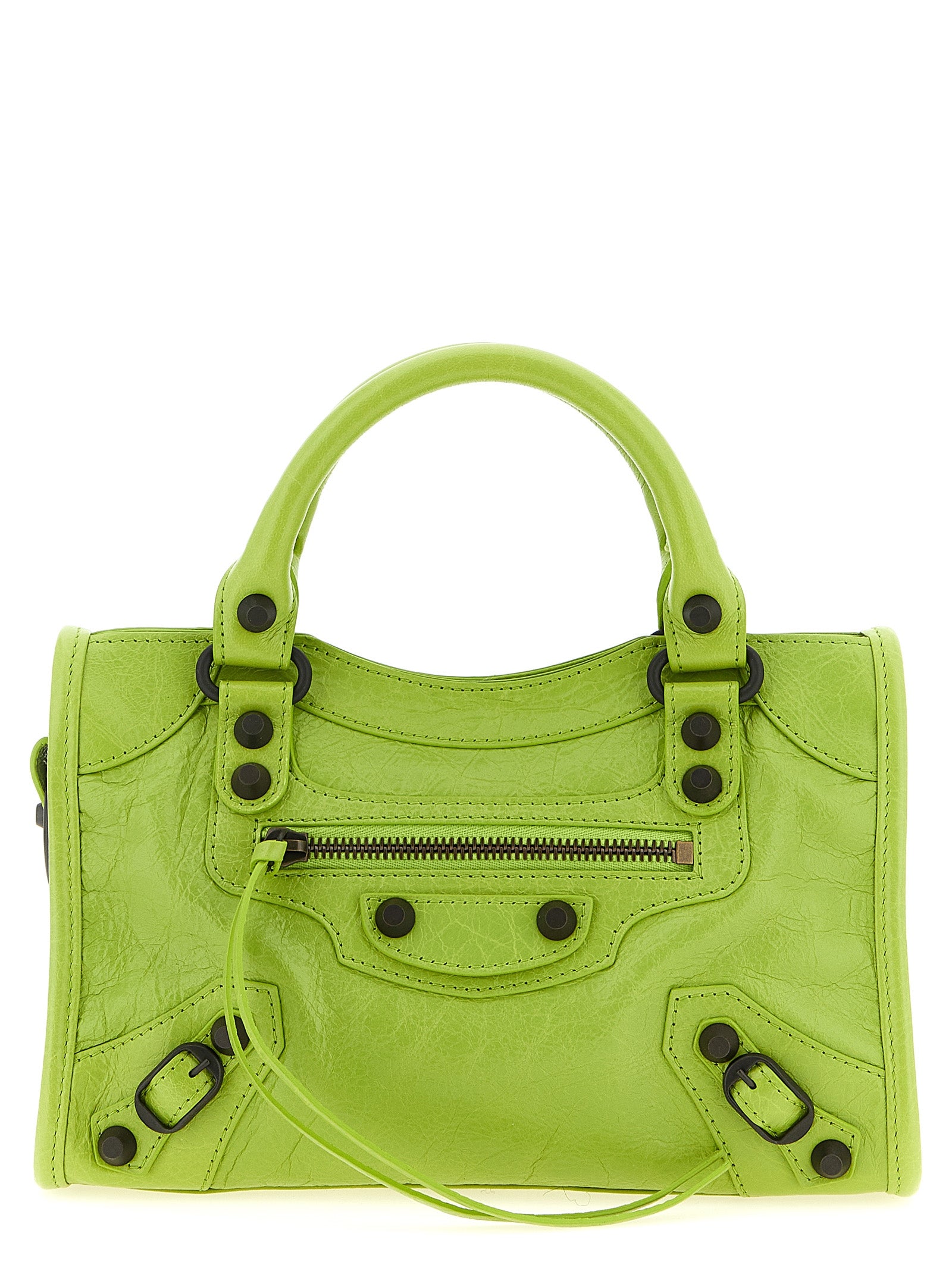 Le City Mini Handbag Green Lamb Leather (ovis Aries) Hand Bags