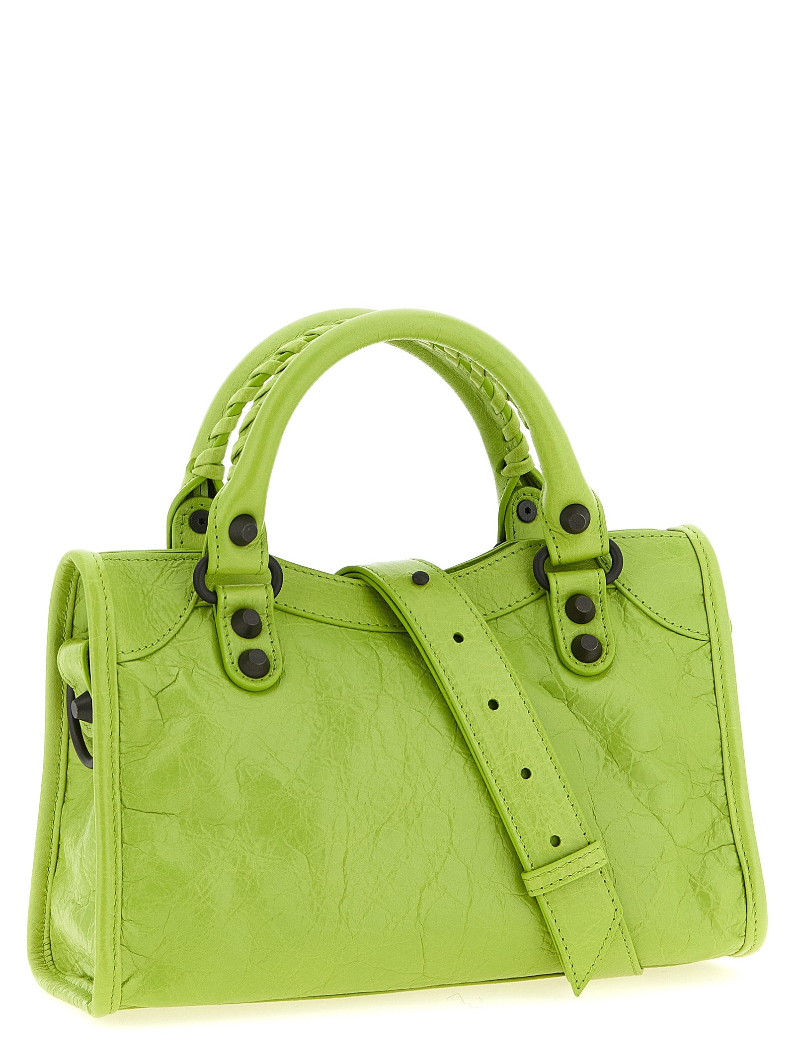 Le City Mini Handbag Green Lamb Leather (ovis Aries) Hand Bags