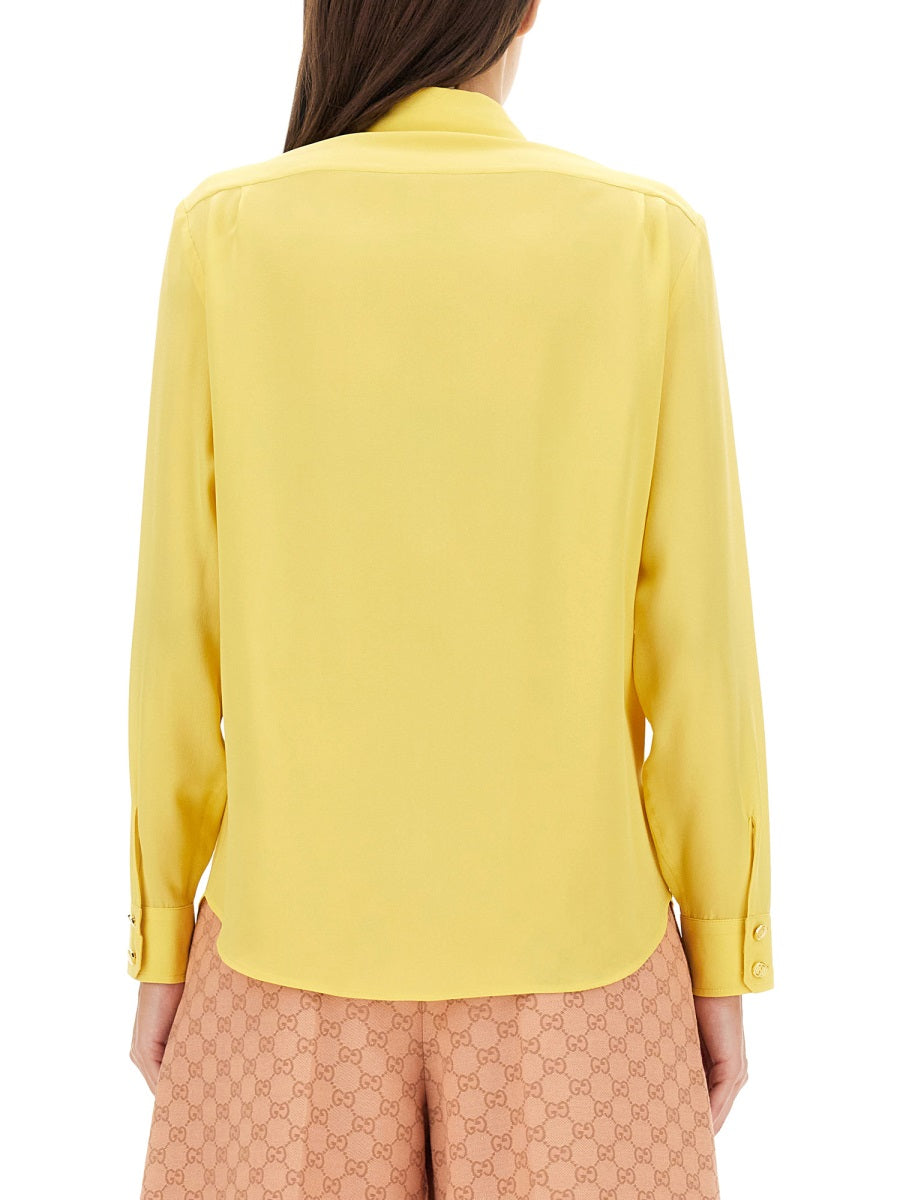 Shirt Crepe De Chine Silk — Yellow
