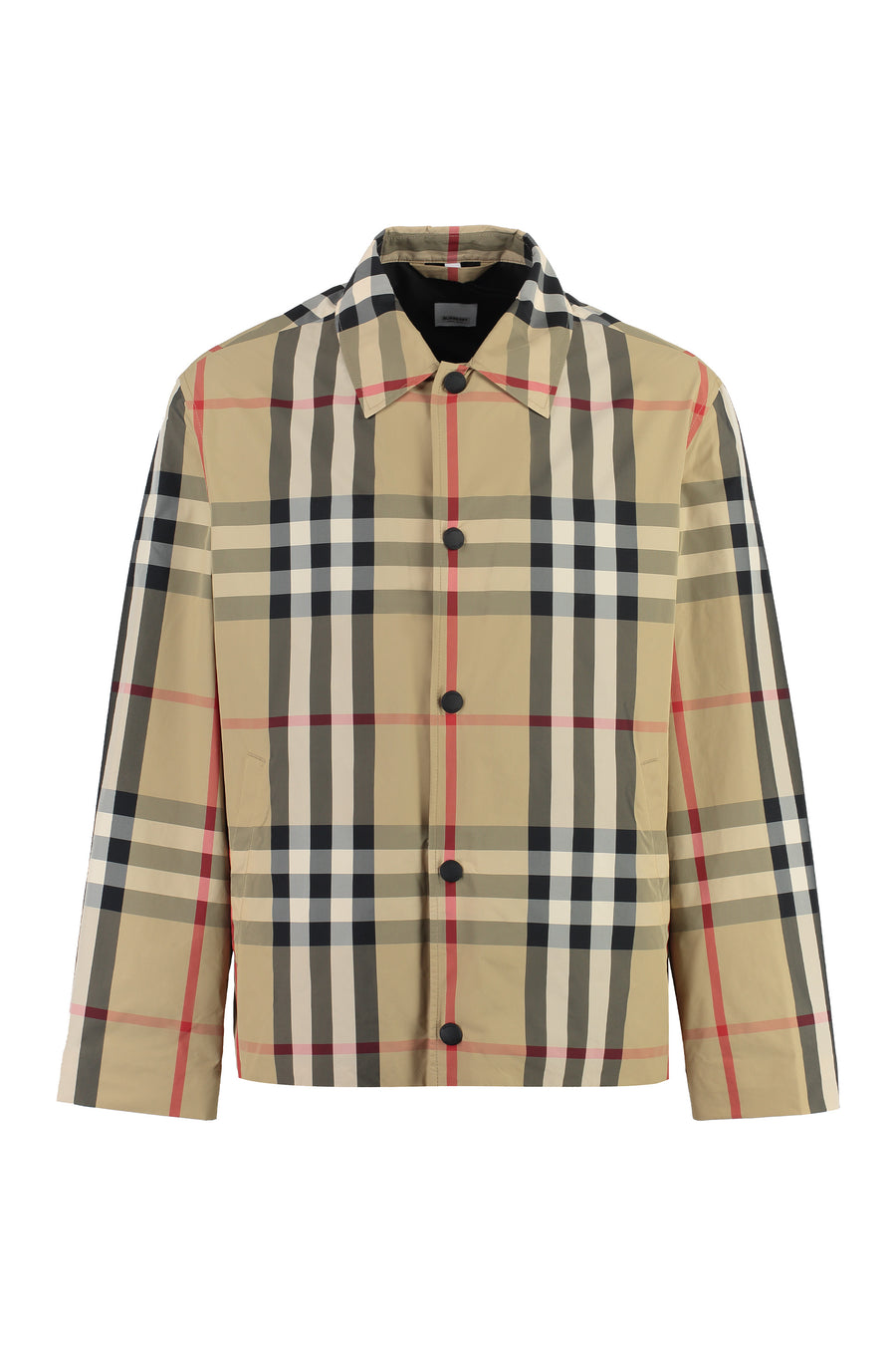 Checked Jacket Beige Polyamide Raincoats