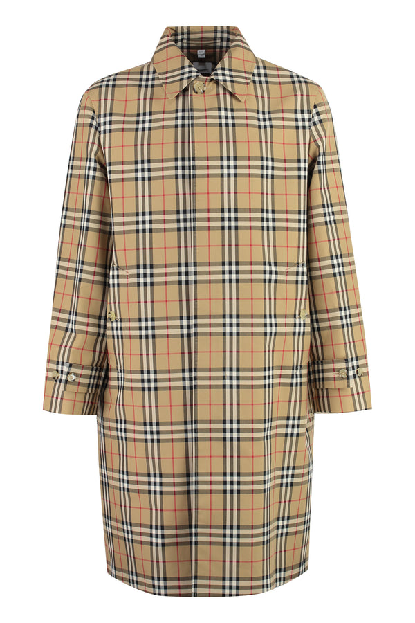 Checked Cotton Trench Coat Beige Raincoats