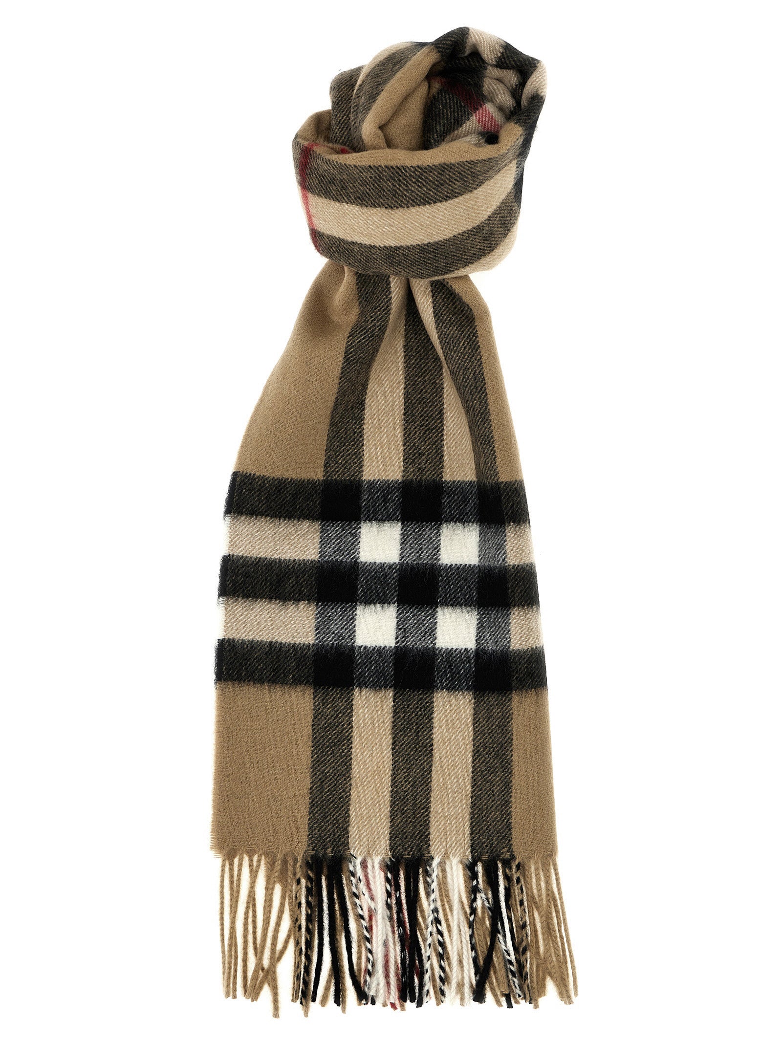 Check Cashmere Scarf Beige Scarves, Foulards