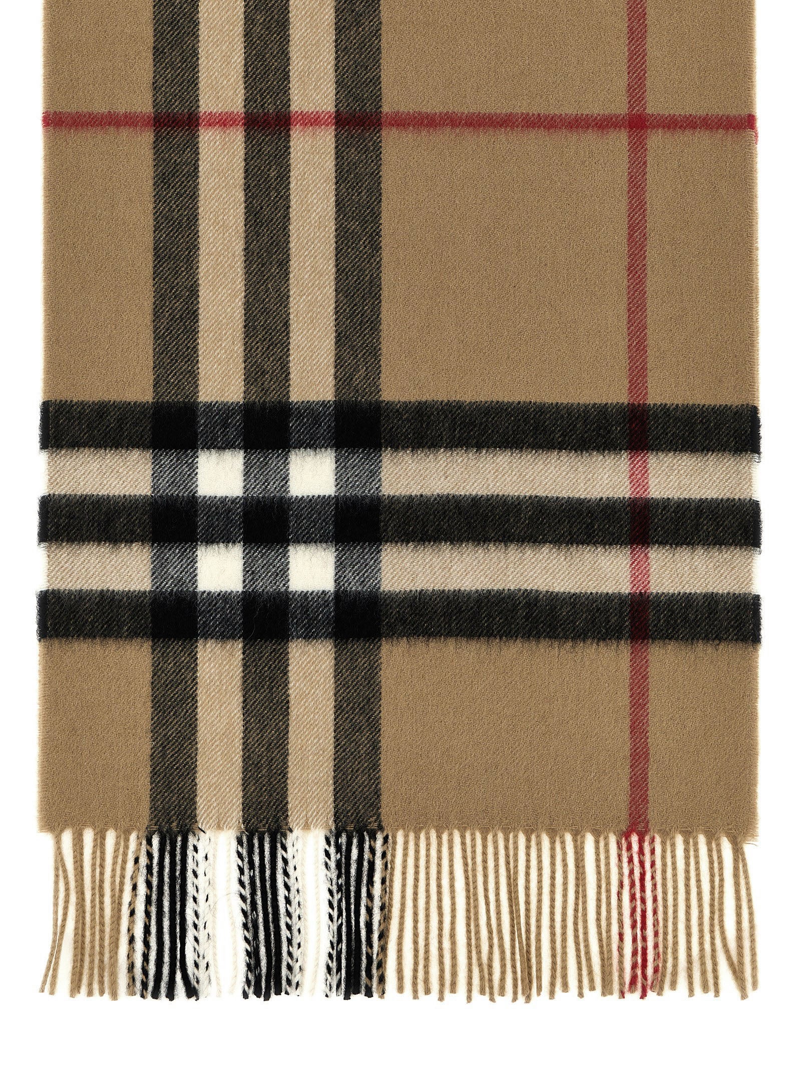 Check Cashmere Scarf Beige Scarves, Foulards