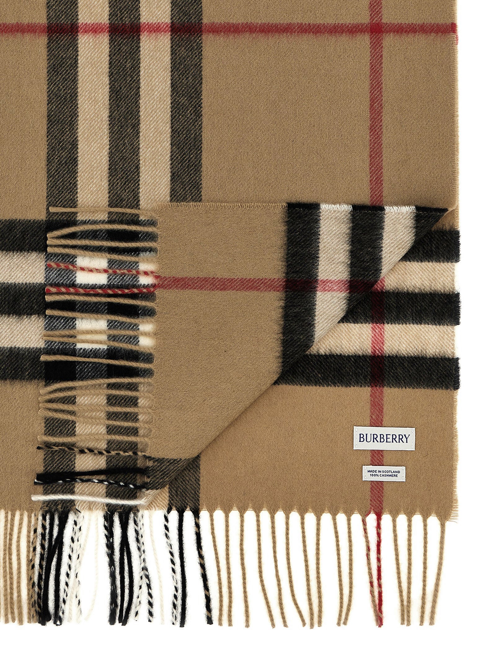 Check Cashmere Scarf Beige Scarves, Foulards