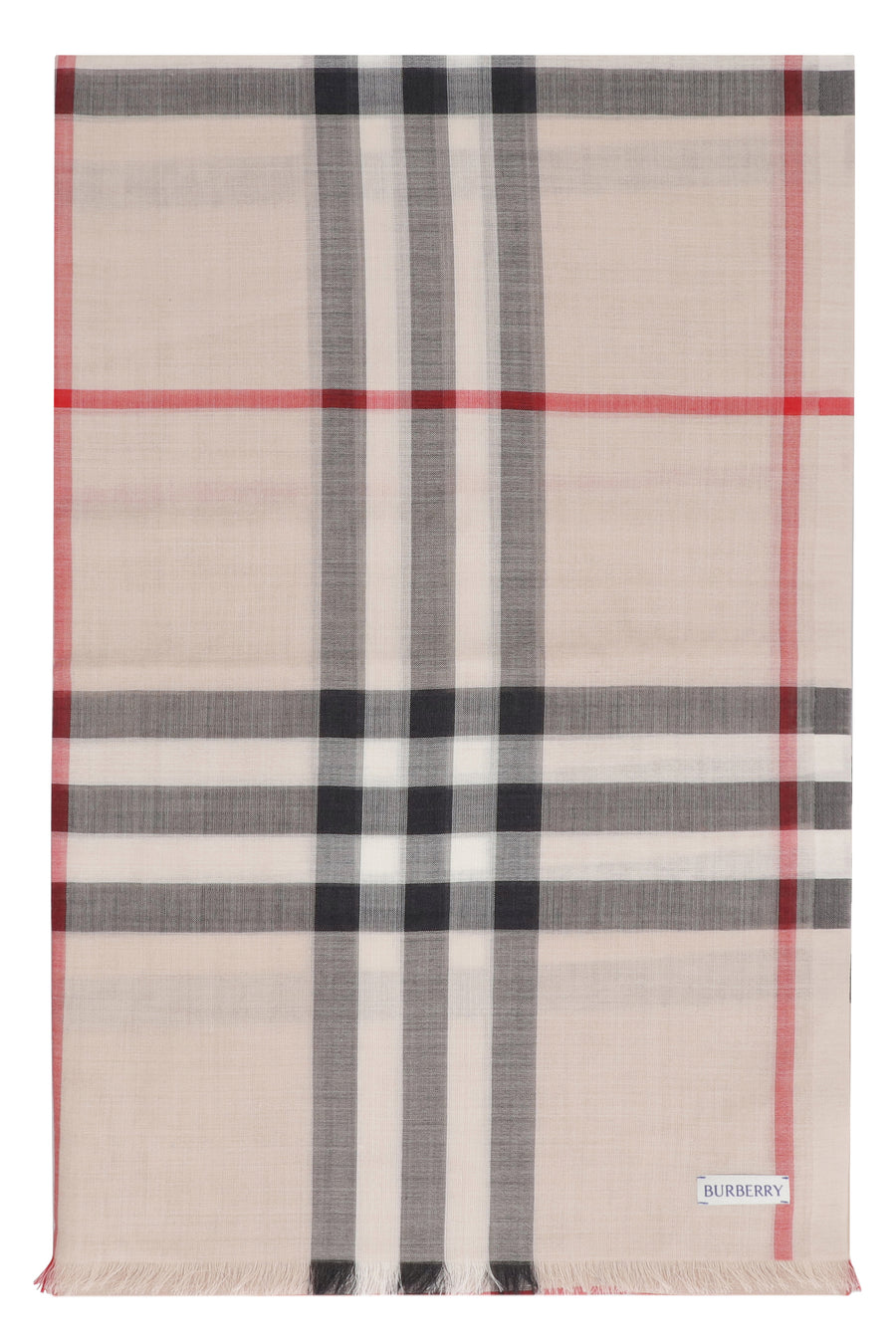 Wool And Silk Scarf Stone Check Grey