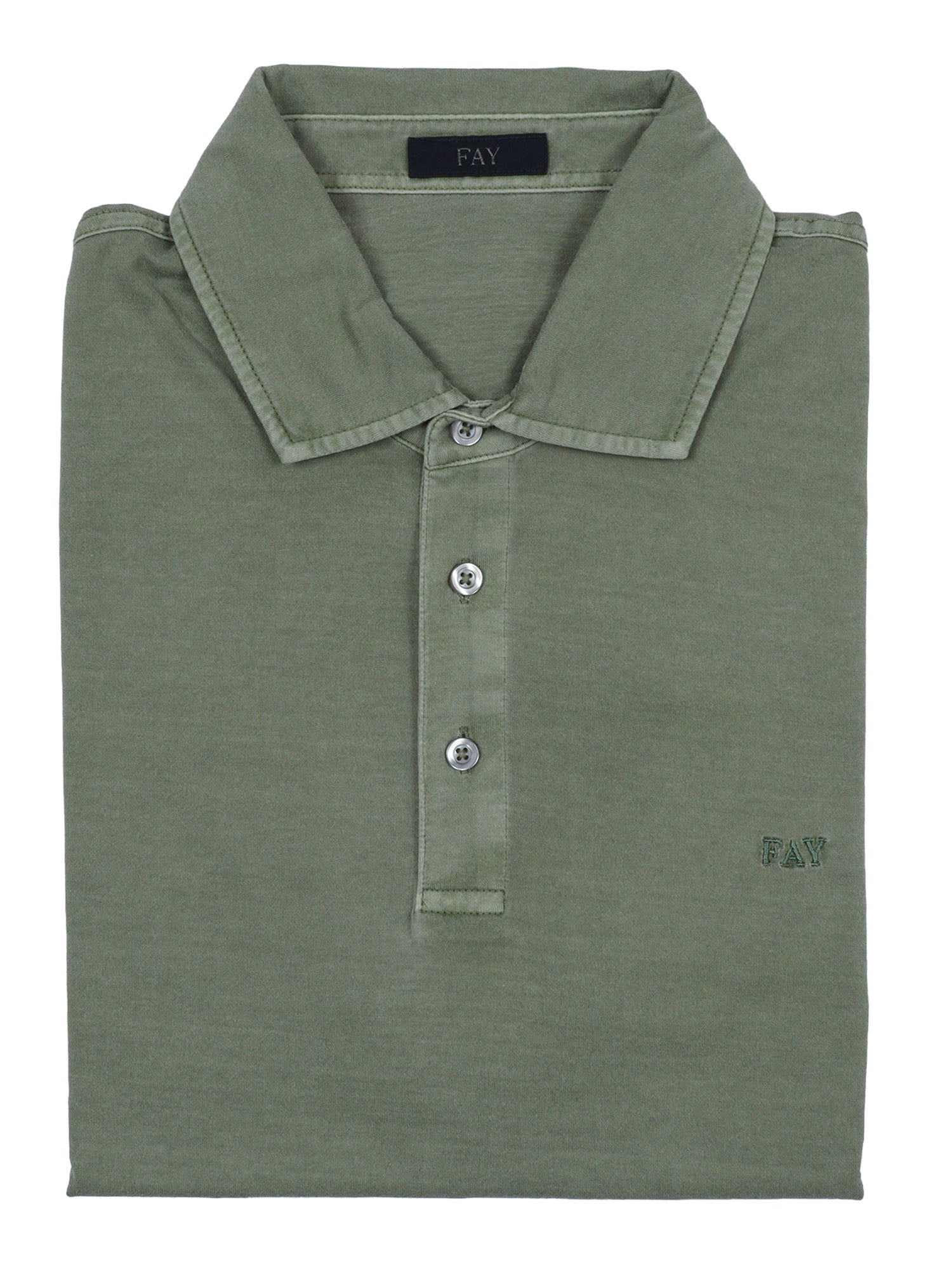 FAY JERSEY FROSTED EMBROIDERY POLO Green Cotton Shirt
