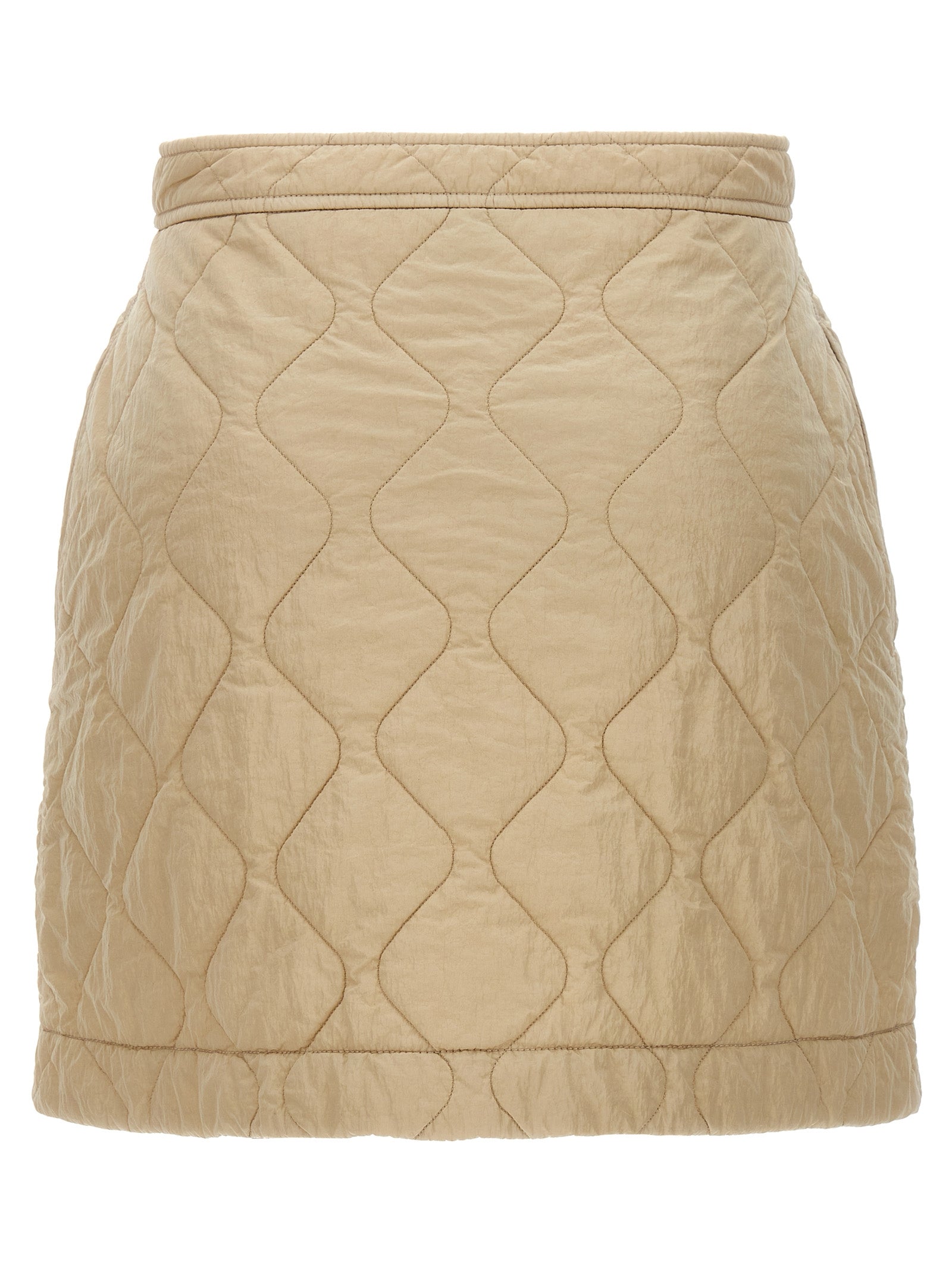 Quilted nylon skirt Beige Polyamide