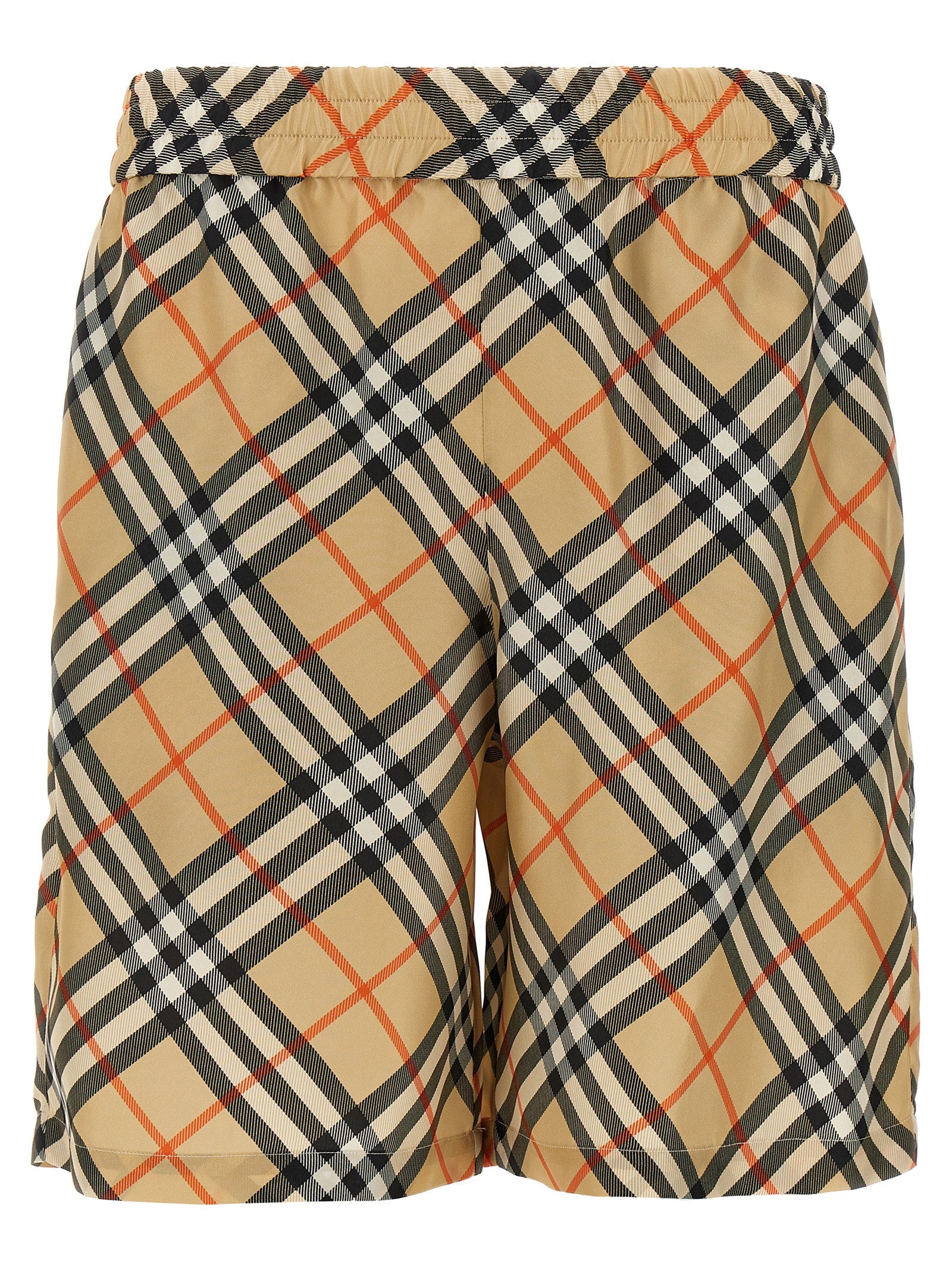 Check silk bermuda shorts Beige Mulberry Bermuda
